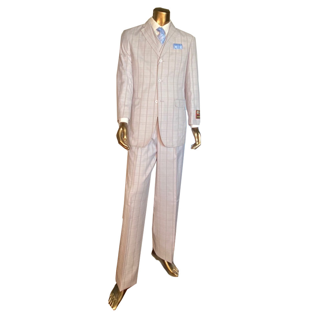 Sophisticated Italian Style - 3 Piece Gray Plaid Suit