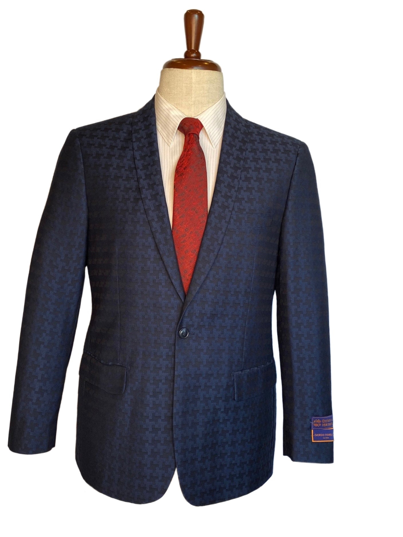 Sophisticated Italian Style - Classic Fit Navy Plaid Blazer