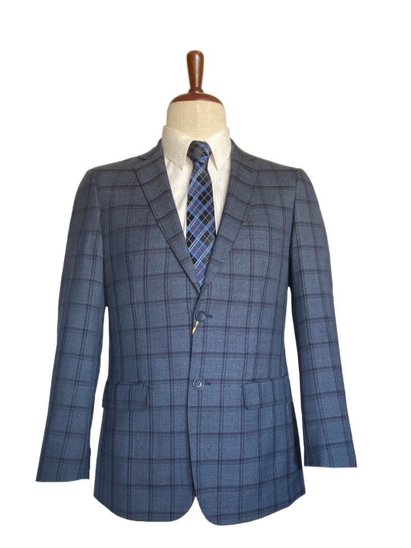 Superfine Wool - Navy Windowpane Blazer Classic fit