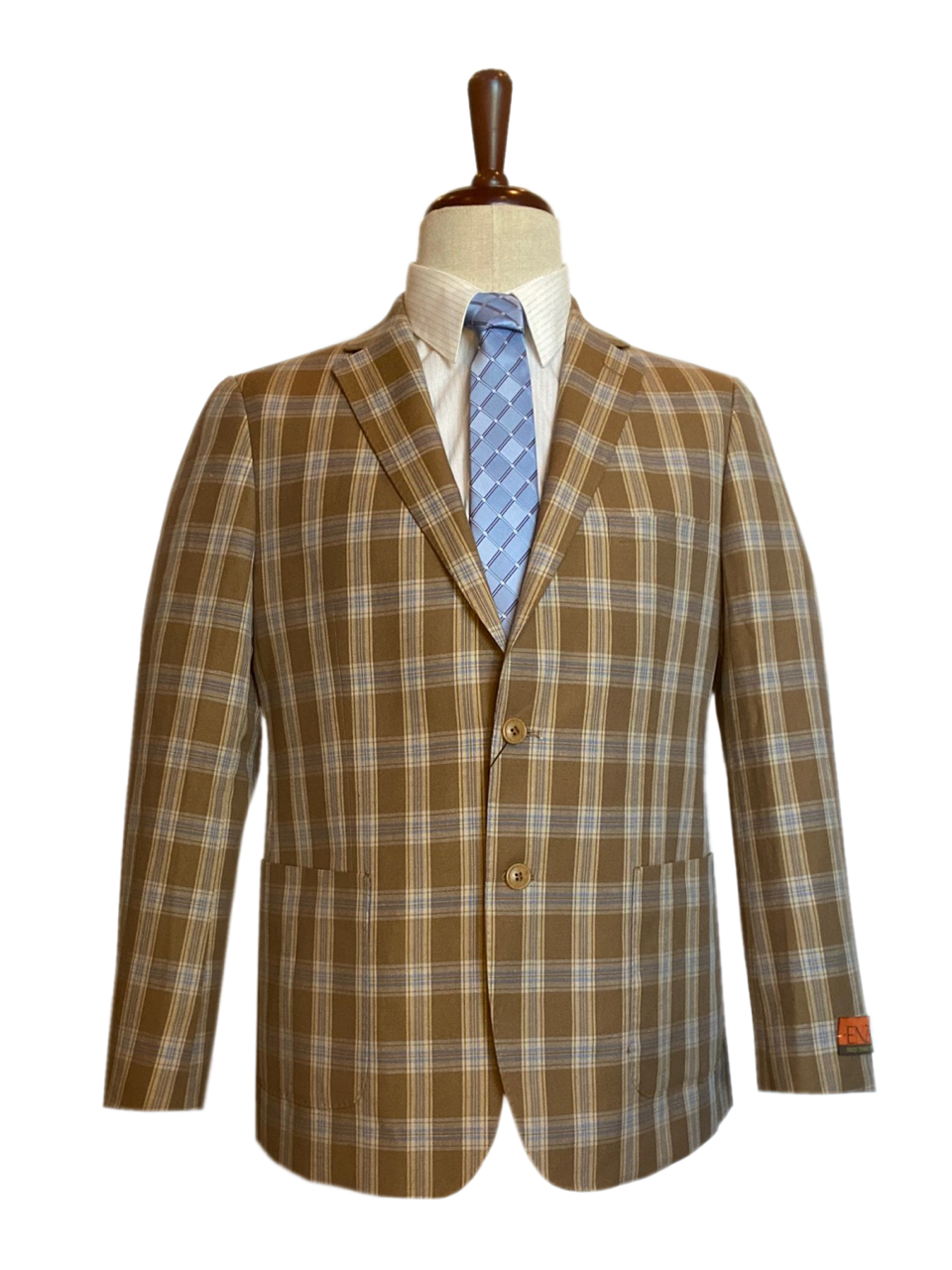 Premium Wool Italian - Classic Fit Blazer Tan Plaid