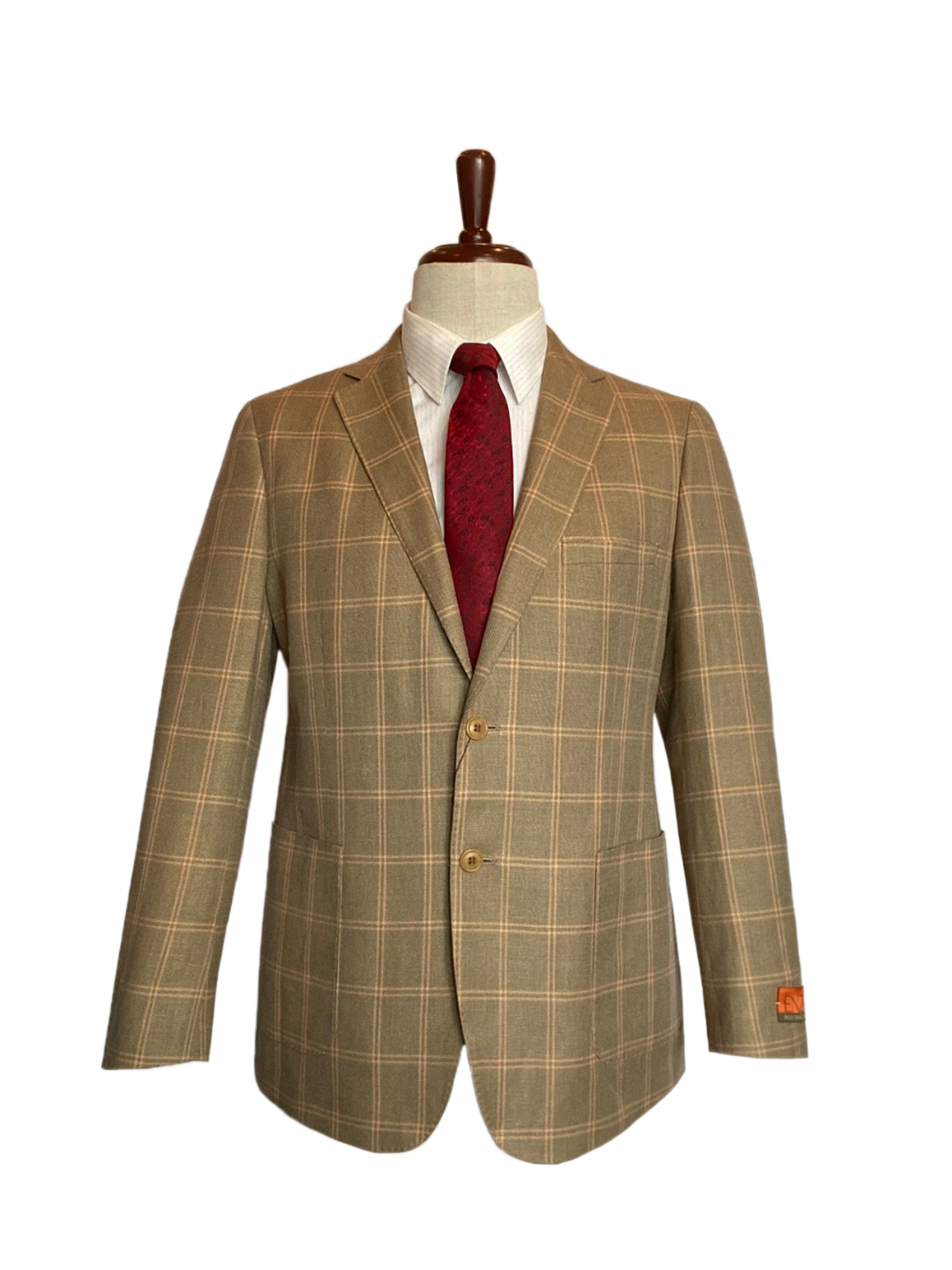Premium Wool Italian - Modern Fit Blazer Tan Plaid