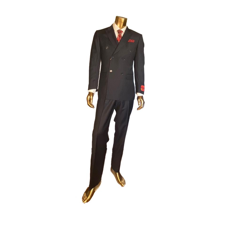 Superfine 100% Wool - Black Stripe Suit
