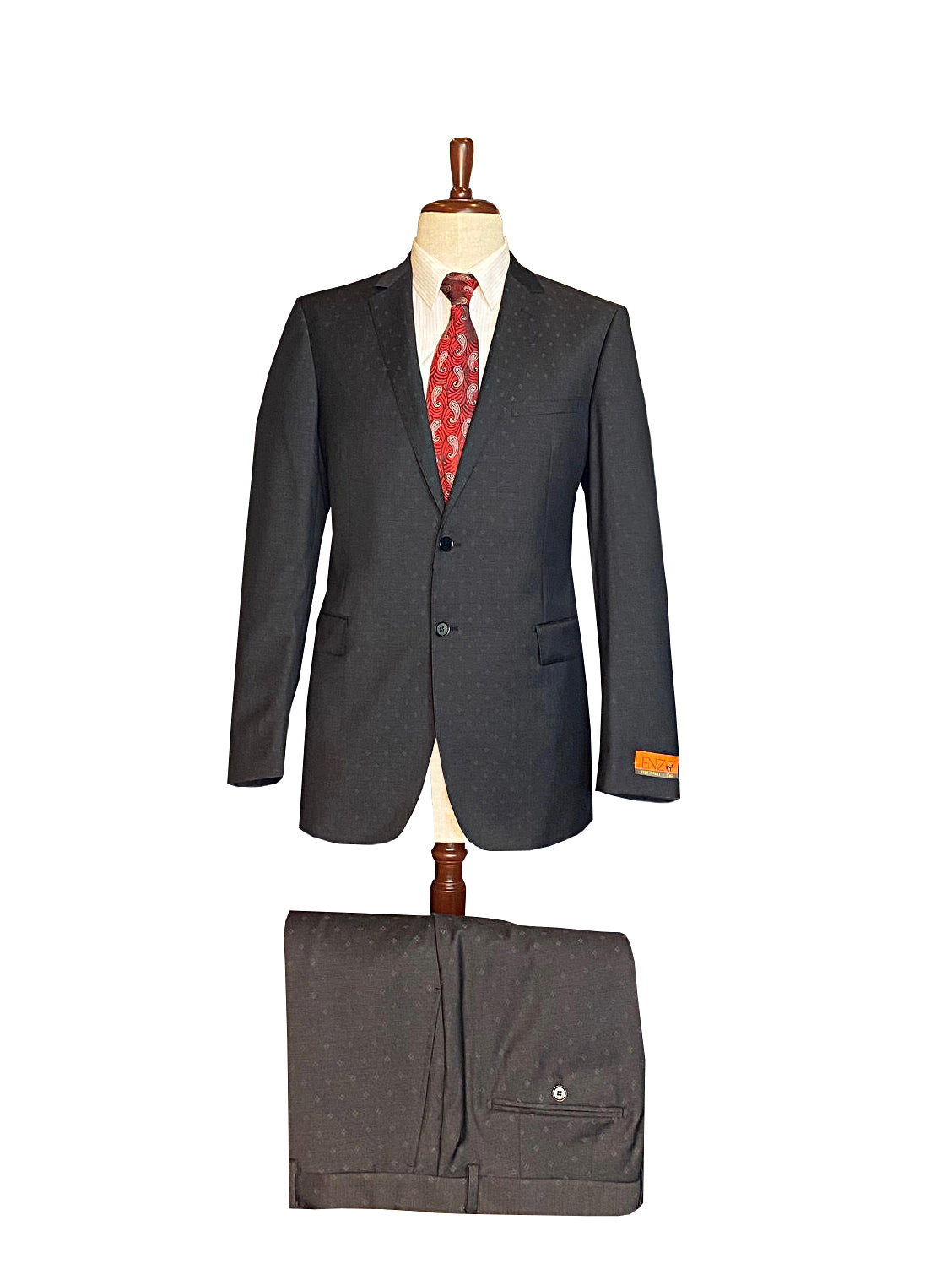 Premium 100% Wool Italian - Black Suit Textured