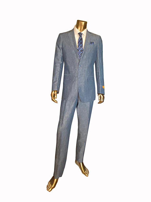 Premium 100% Wool Italian - Blue Tic Suit