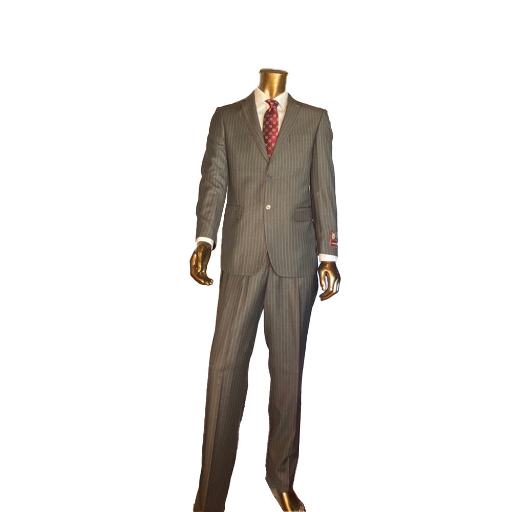 Sophisticated Italian Style - Gray Pinstripe Suit