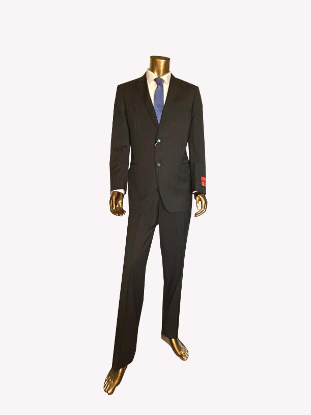Superfine 100% Wool - Black Stripe Suit