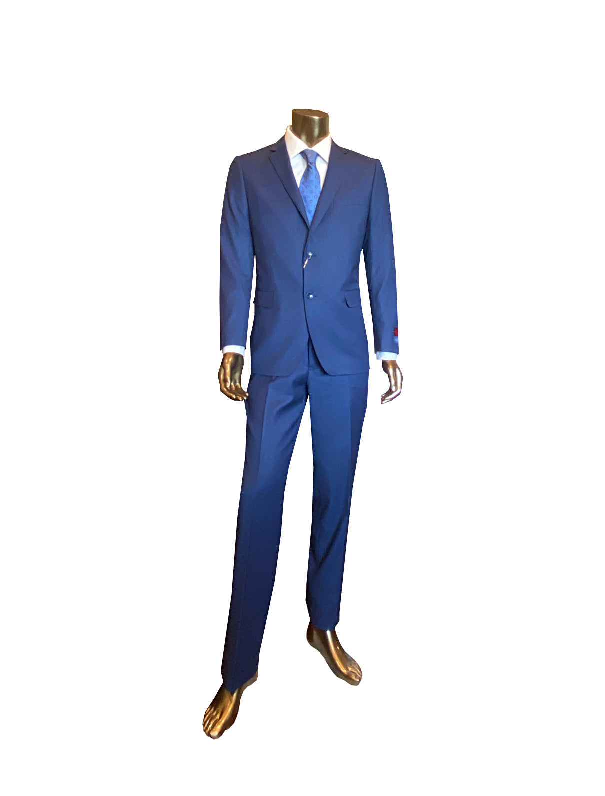 Superfine 100% Wool - Two Button Suit Blue Tic