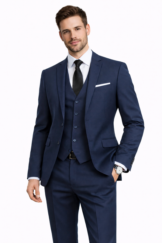 Vintage-Inspired Men's Fashion - Navy 3 Piece Suit