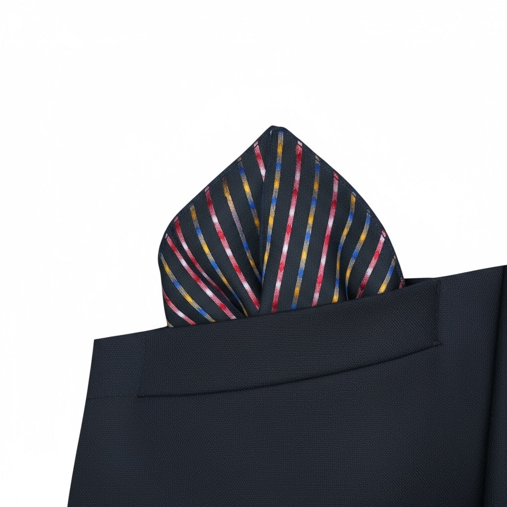 2 Sided Classic Blue Polka Dot/Stripe Handkerchief