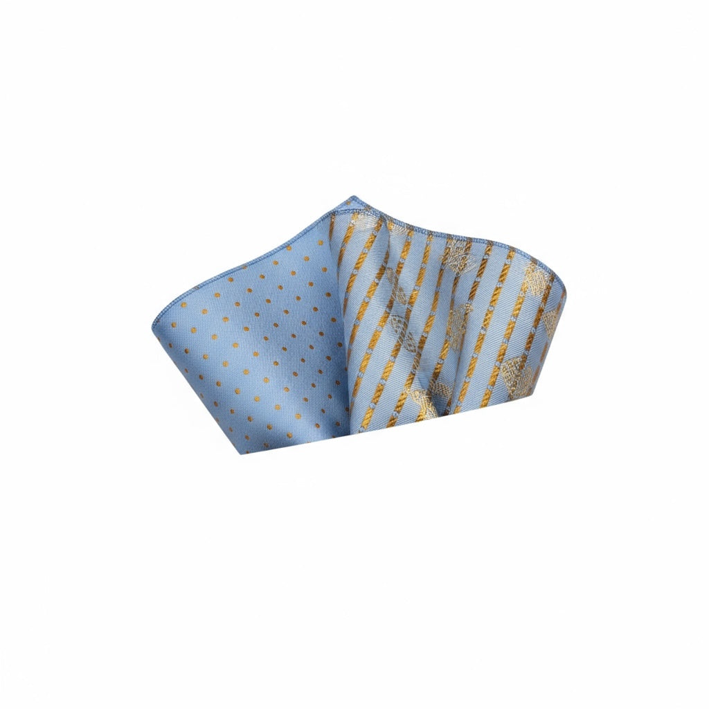 2 Sided Light Blue & Gold Handkerchief