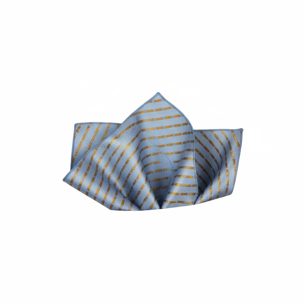 2 Sided Light Blue & Gold Handkerchief