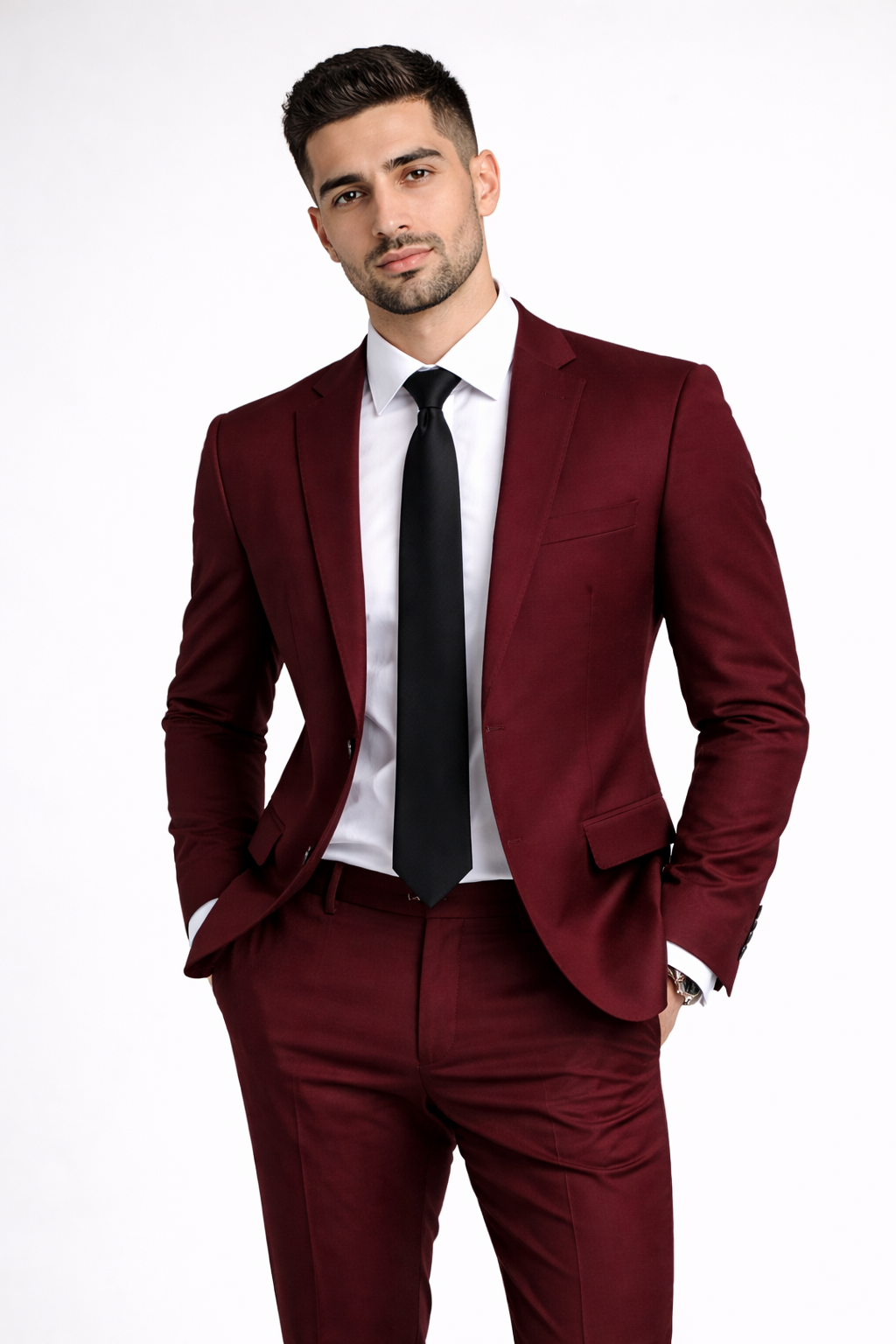 Retro 2 Piece Suit in Burgundy