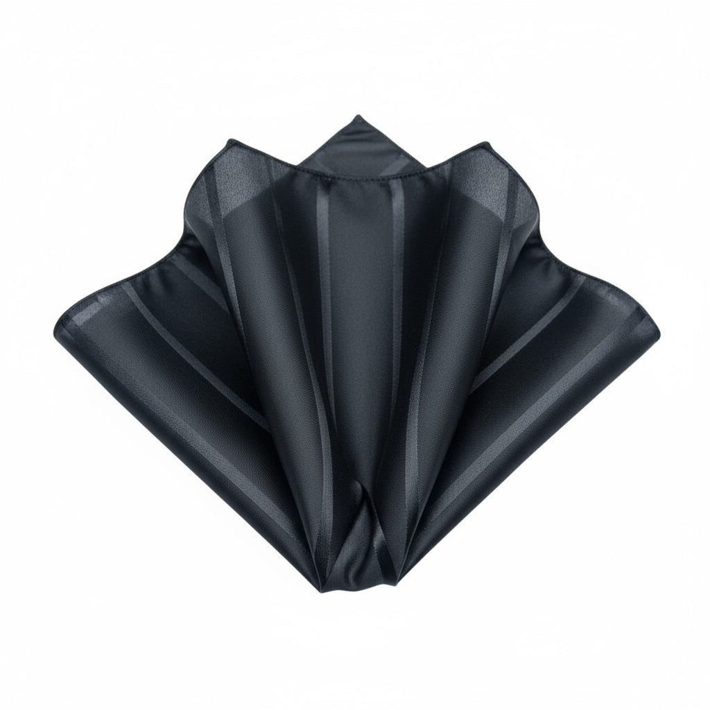 Black & Black Stipe Handkerchief