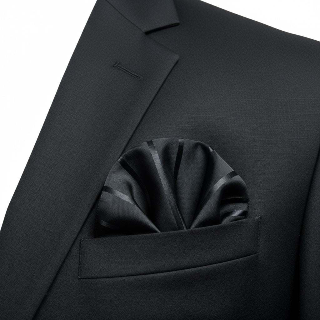 Black & Black Stipe Handkerchief