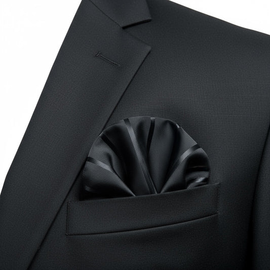 Black & Black Stipe Handkerchief