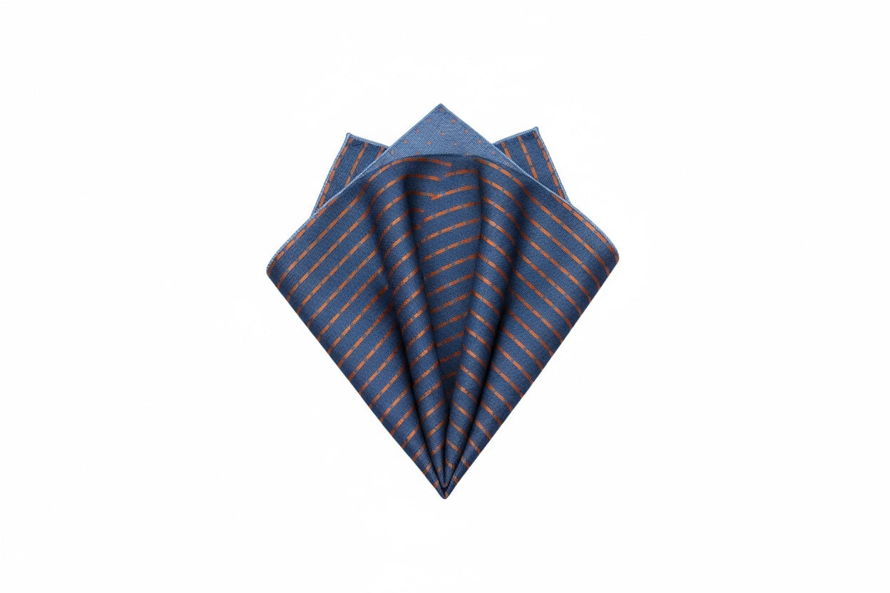 2 Sided Blue & Rust Handkerchief