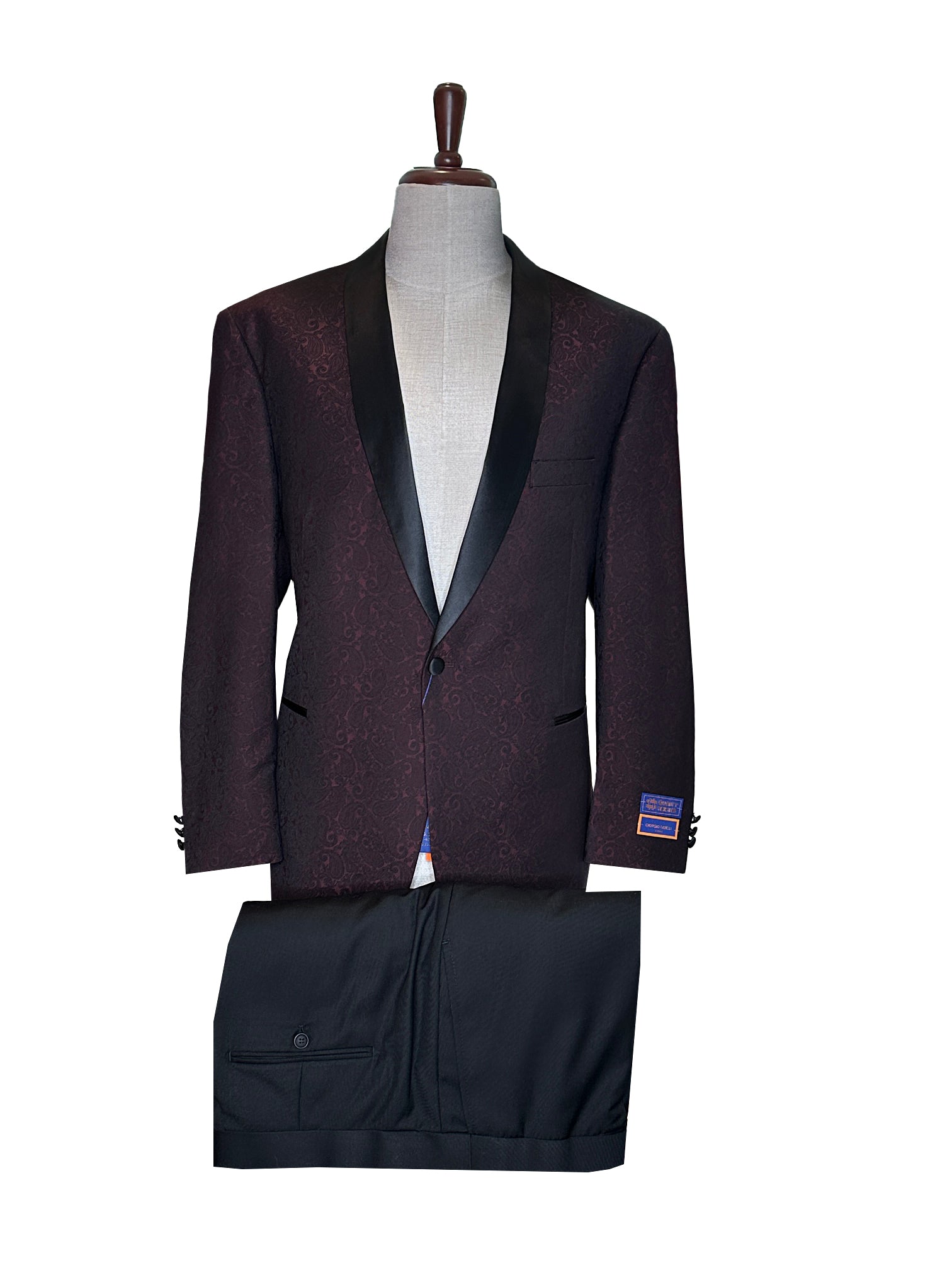 Fiorelli Classic Fit Burgundy Paisley Tuxedo yaminismenswear
