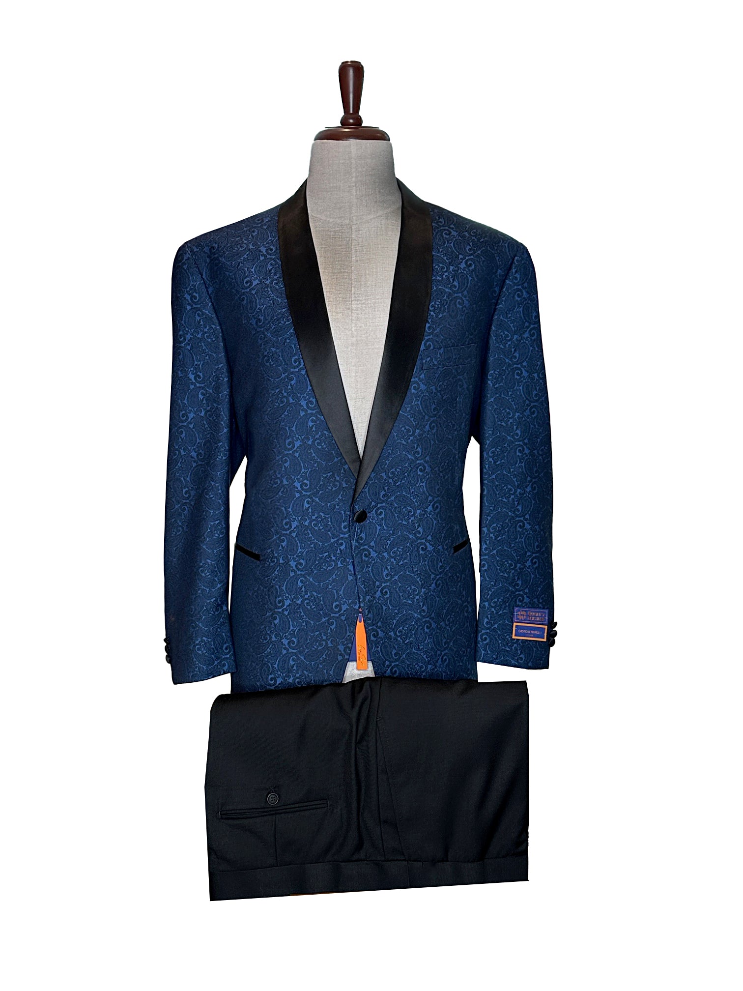 FIORELLI Classic Fit Royal Blue Paisley 2 Piece Tuxedo
