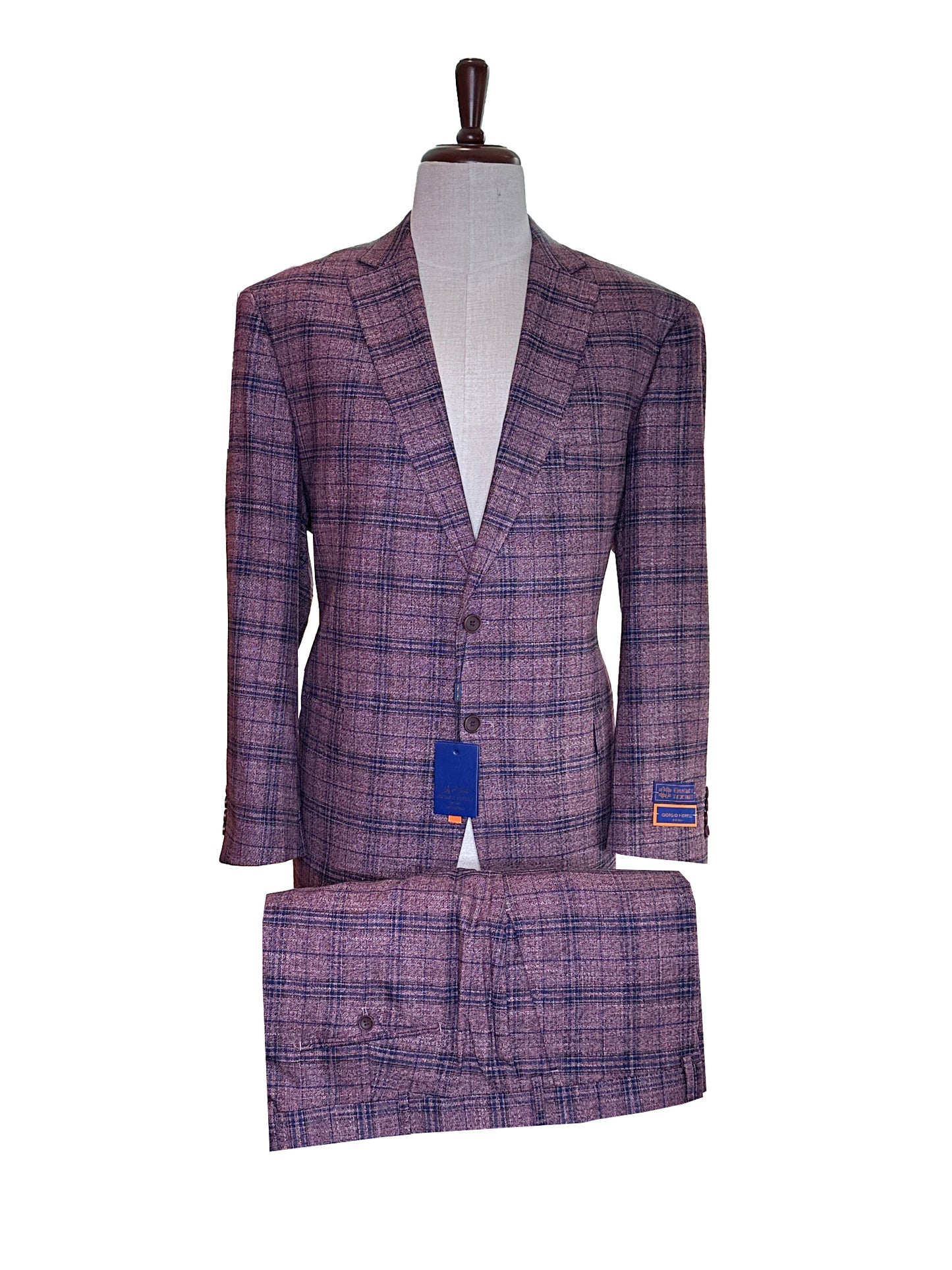 Giorgio Fiorelli Purple Windowpane Plaid Suit