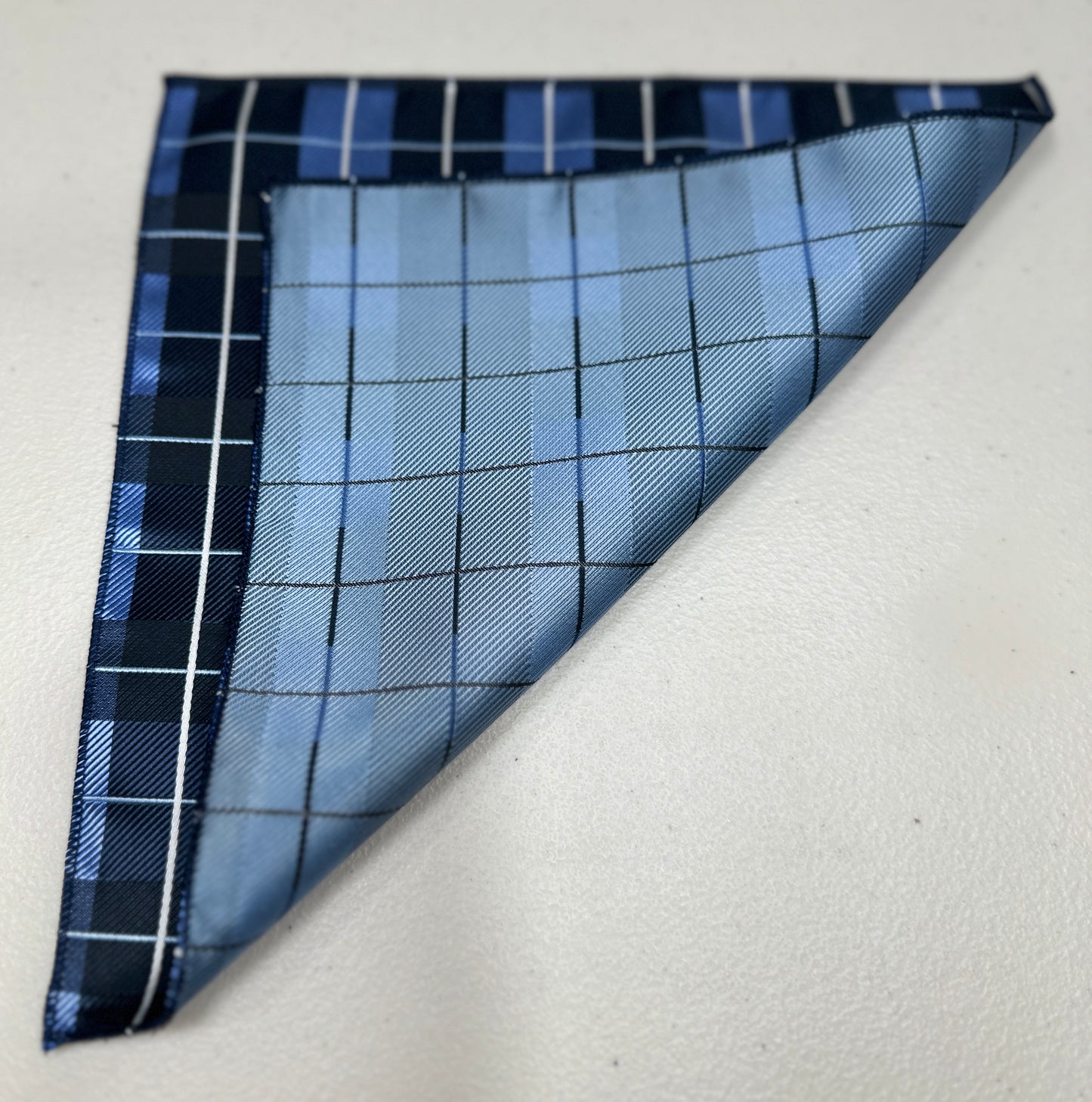 2 Sided Blue Plaid Handkerchief