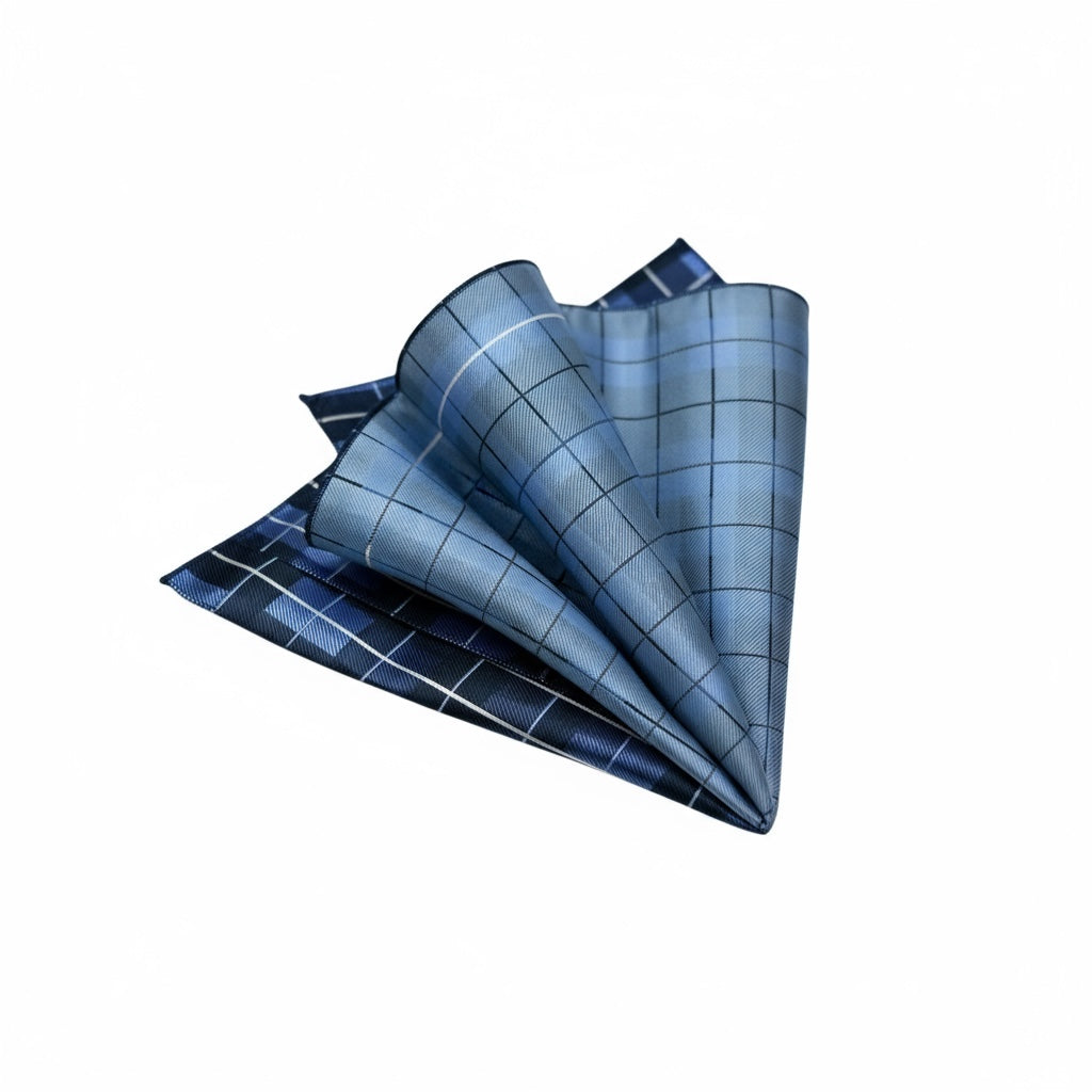 2 Sided Blue Plaid Handkerchief
