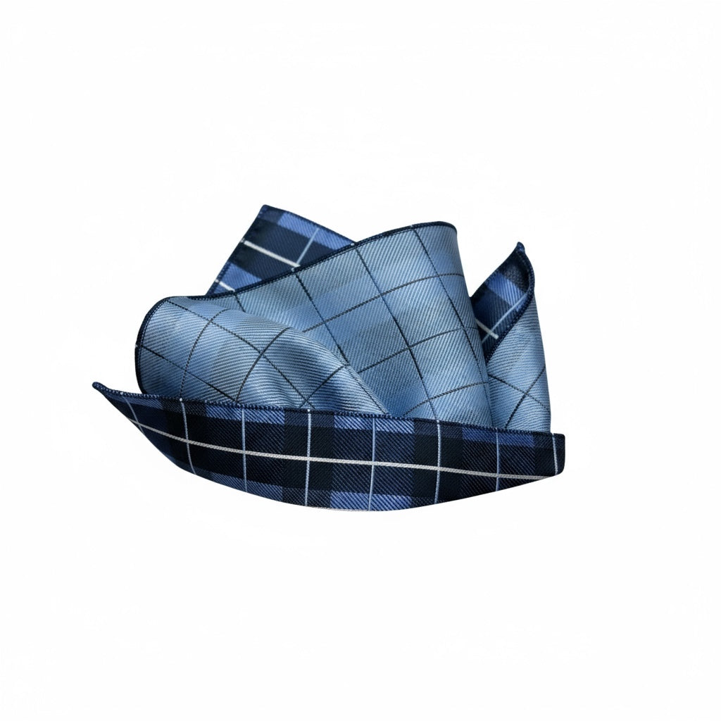 2 Sided Blue Plaid Handkerchief