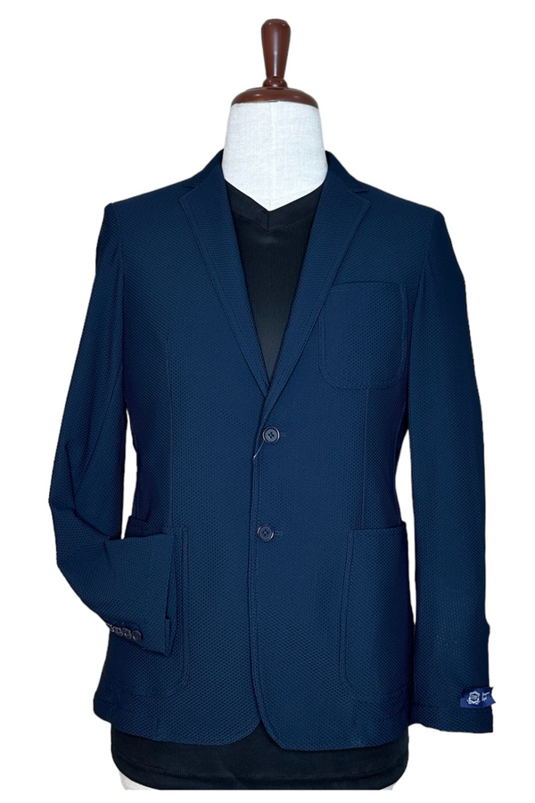 Berragamo Navy Blue Textured Sport Coat