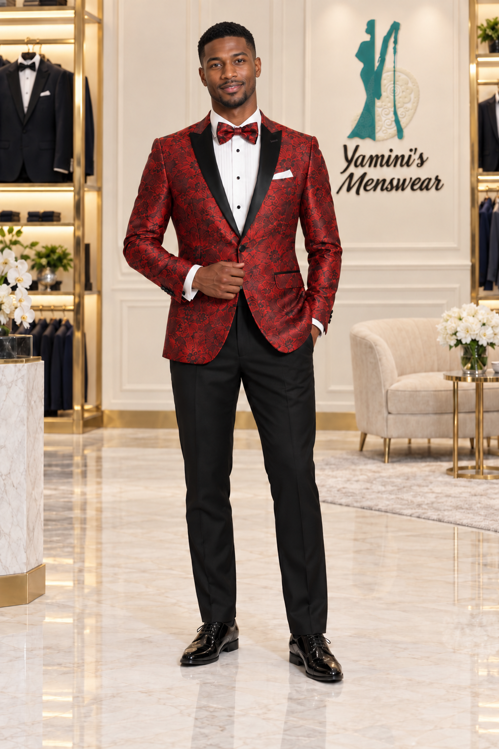 Tuxedo Collection - Tuxedo & Bowtie - Slim Fit - Red