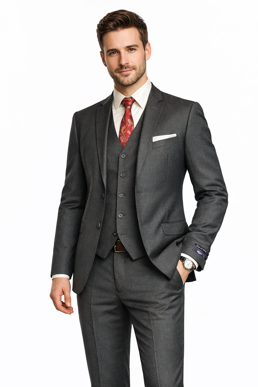 Vintage-Inspired Men's Fashion - 3 Piece Suit Charcoal Gray & Vest