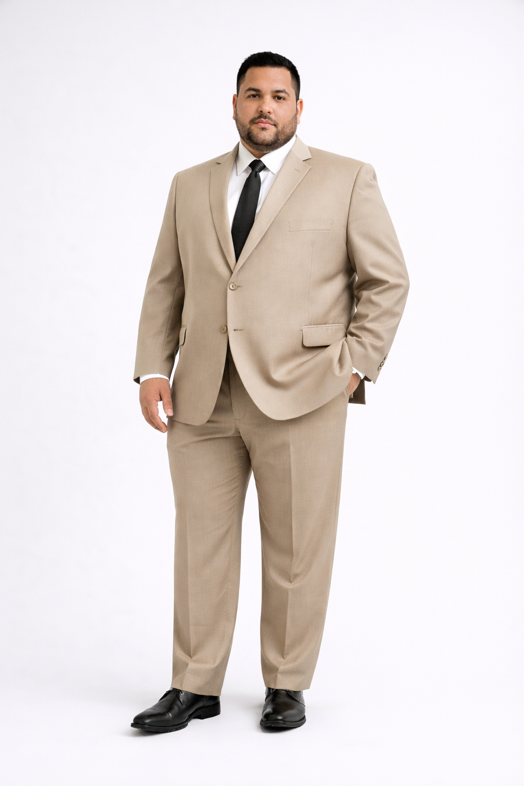 Giorgio Fiorelli - Portly Solid Beige Blue 2-Piece Suit