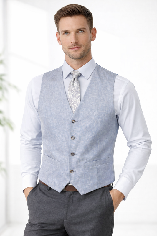 Enzo - Sky Blue Textured Vest