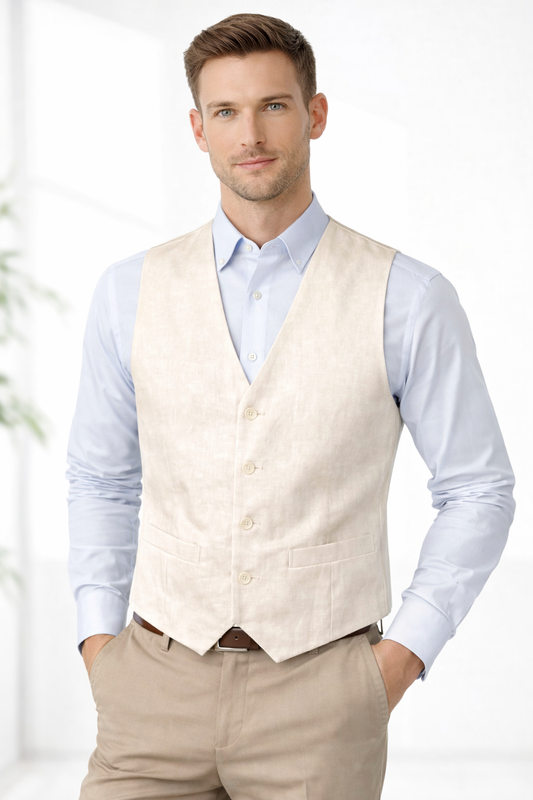 Enzo - Beige Textured Vest