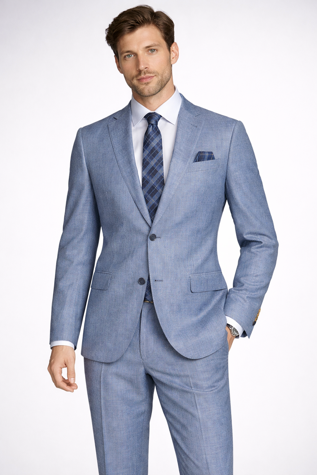 Premium 100% Wool Italian - Blue Tic Suit