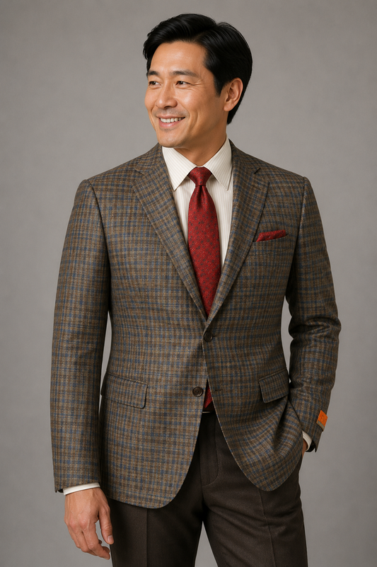Premium Wool Italian - Classic Fit Blazer in Olive Green