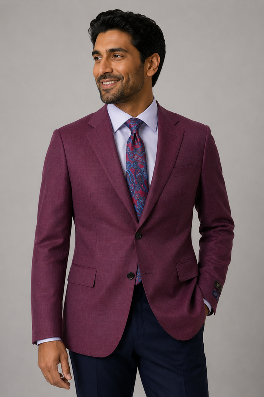 Elegant Modern Fit Blazer in Burgundy