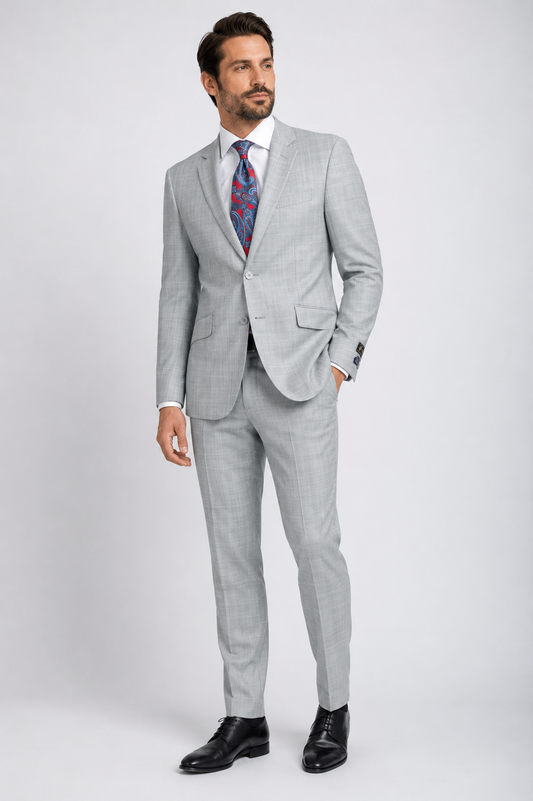 Berragamo Italian Luxe 2-Button Suit in Light Grey
