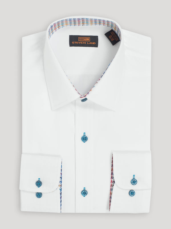 Steven Land 100% Cotton Dress Shirt in Sea Breeze