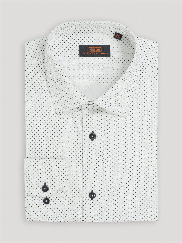 Steven Land White Micro Dot Dress Shirt