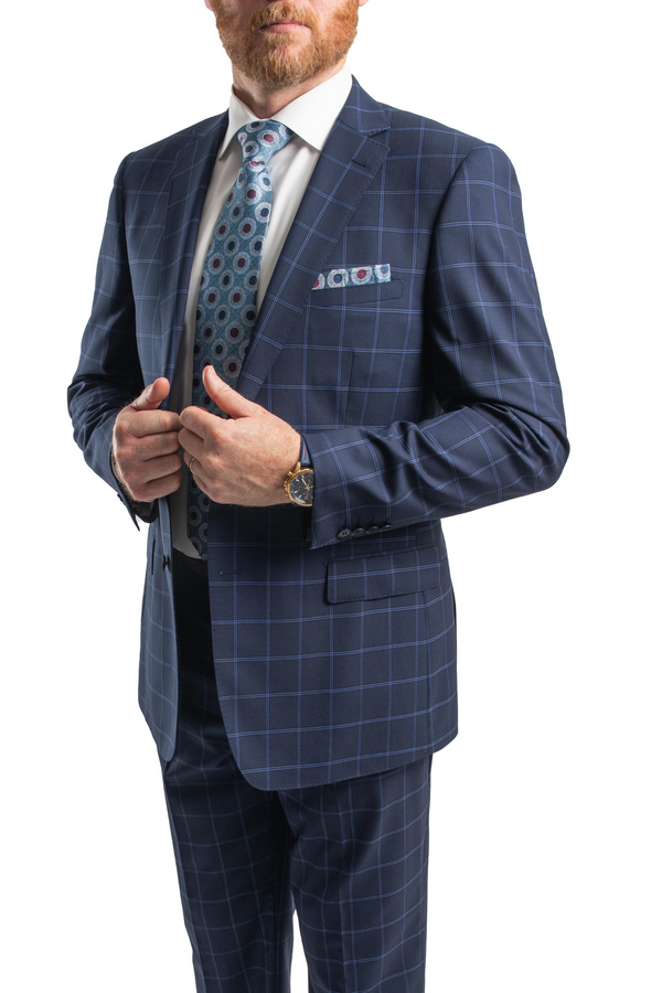 Enzo Navy Windowpane Suit