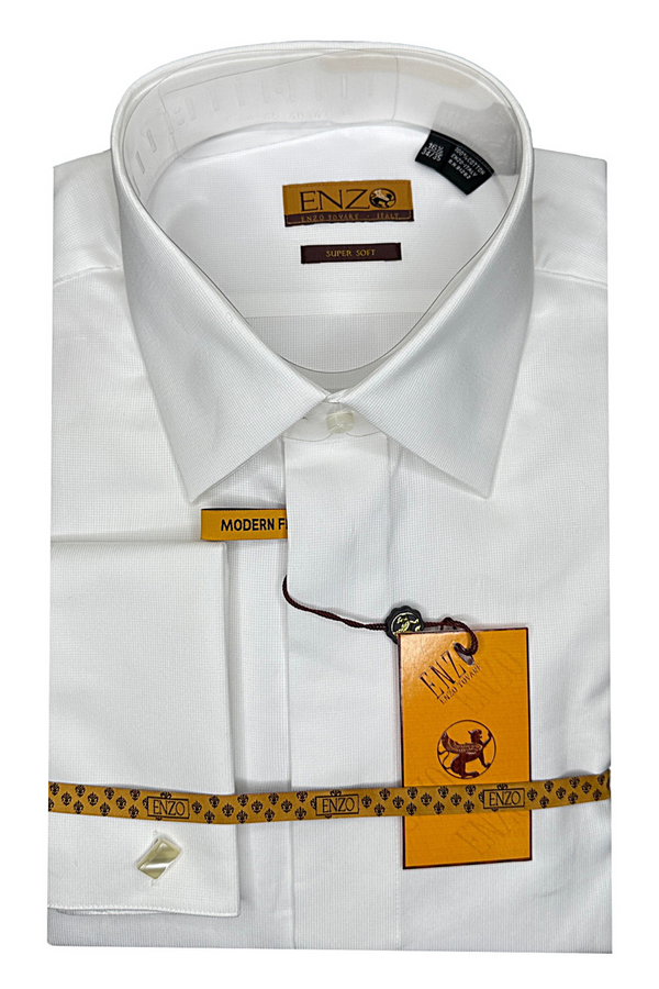 Enzo - White Dress Shirt Formal - French Cuff