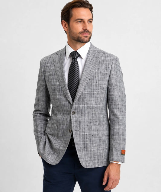 Premium Wool Italian - Blazer - Gray Check