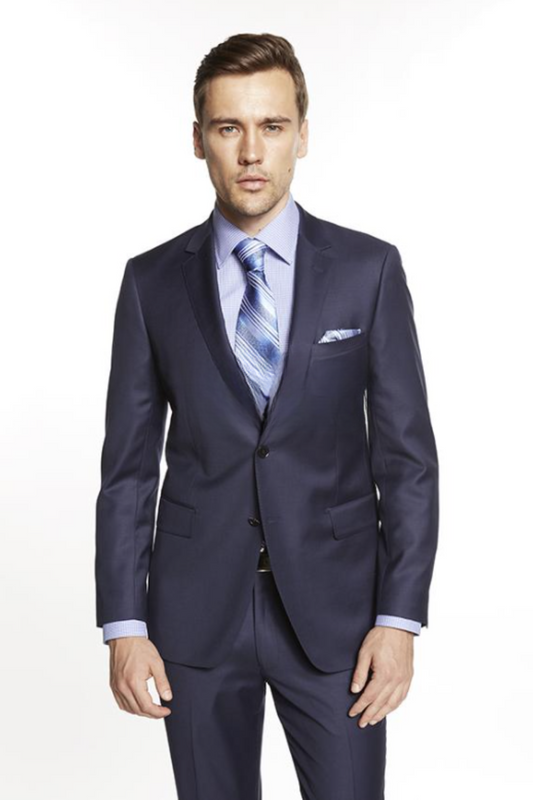 Enzo - Two Button Suit Navy Textured