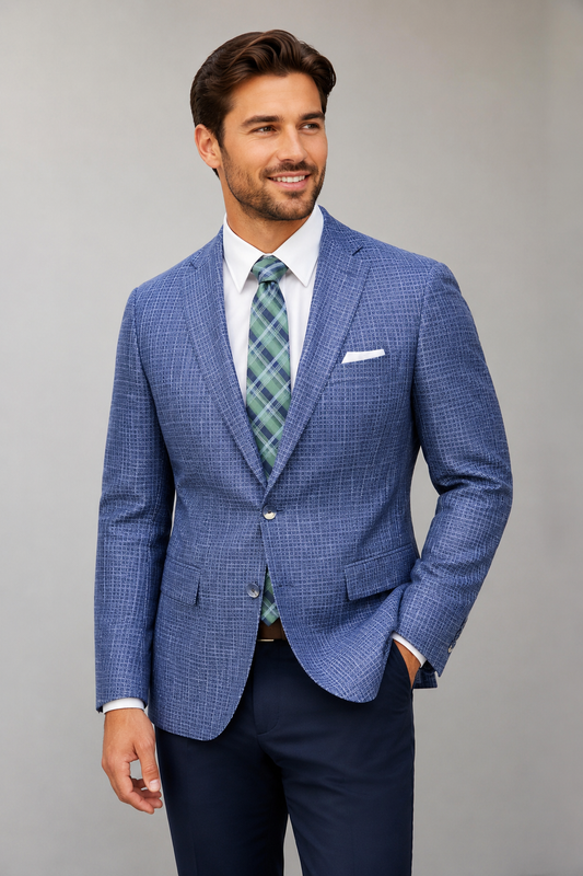 Superfine 100% Wool - Blazer - Blue 2 Button