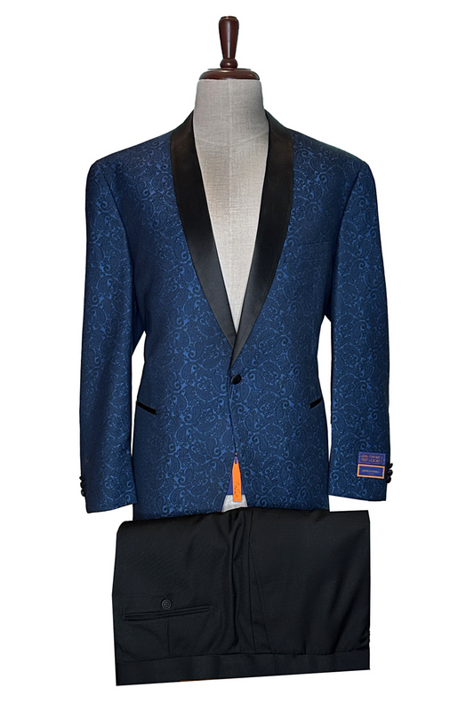 Giorgio Fiorelli Classic Fit Royal Blue Paisley 2 Piece Tuxedo