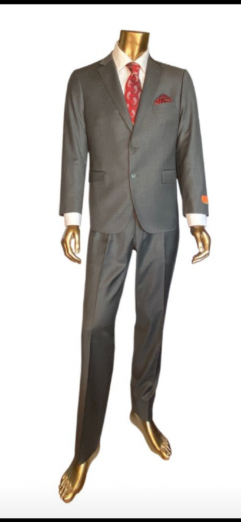Enzo 100% Wool Italian - Charcoal Gray Suit