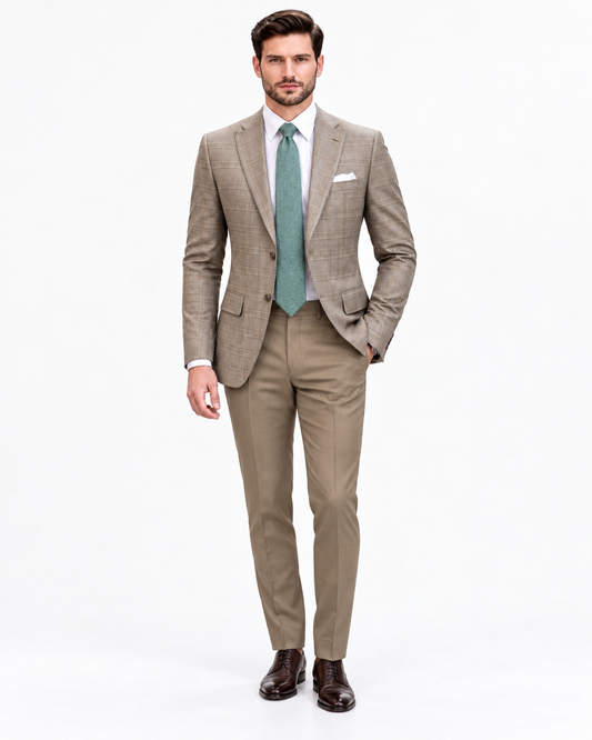 Sophisticated Italian Style - Tan 2Piece Suit - Super Fine