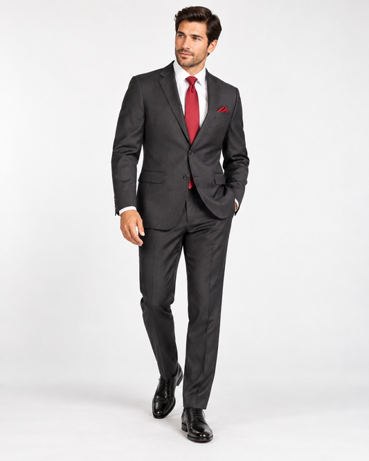 Superfine 100% Wool - Charcoal Gray Suit