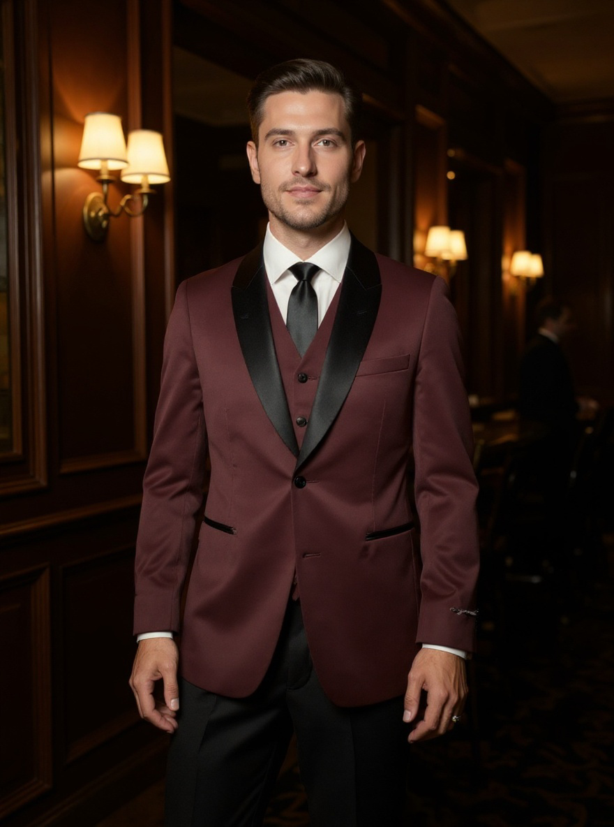 Tuxedo Collection - Piece Tuxedo Burgundy Tic