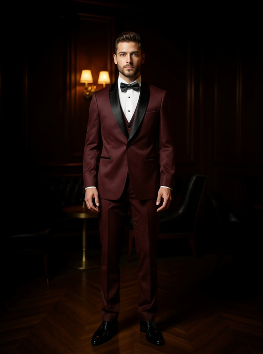 Tuxedo Collection - Adjustable Shawl Eggplant Tuxedo