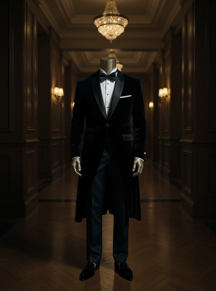 Tuxedo Collection - Black Velvet Tuxedo - Black Bowtie
